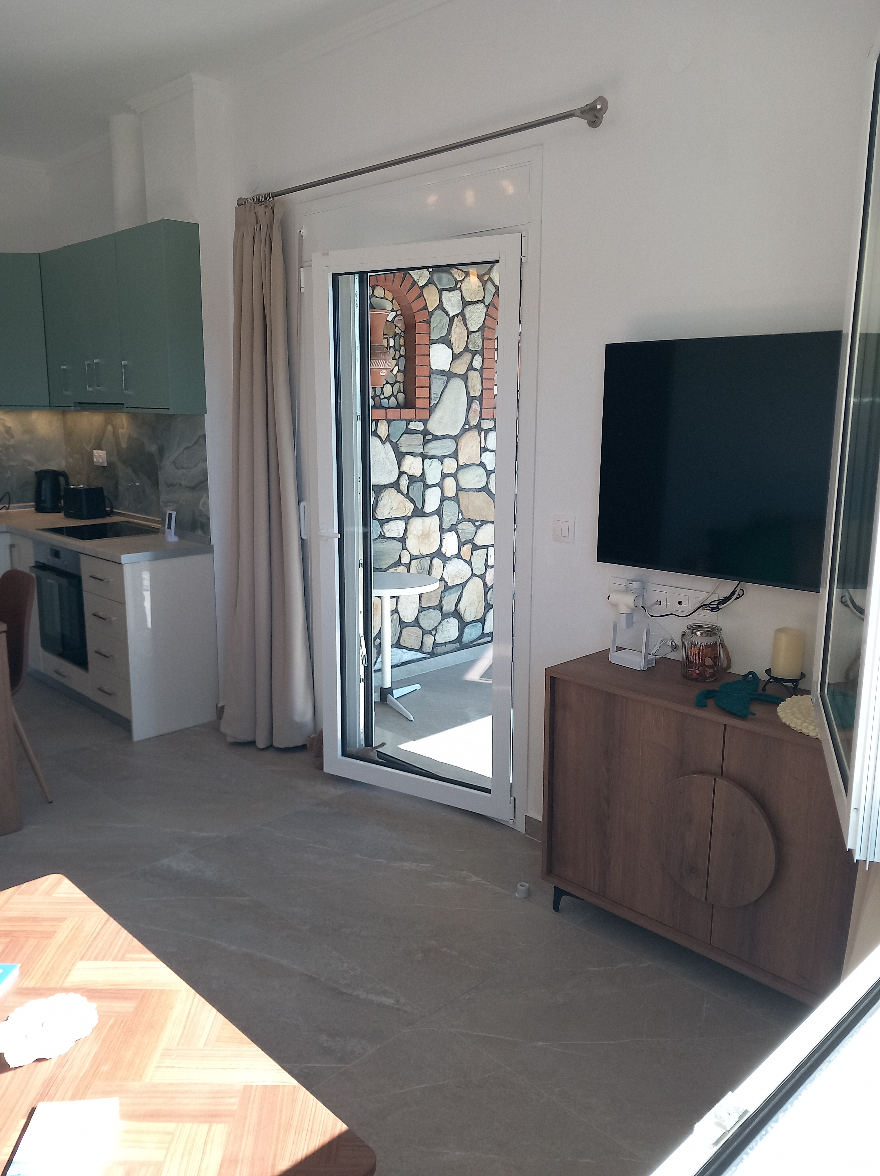 living room with kitchen